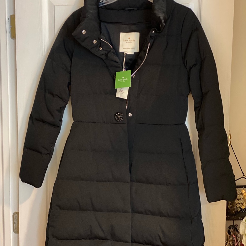 Kate Spade Jeweled Button Puffer Coat